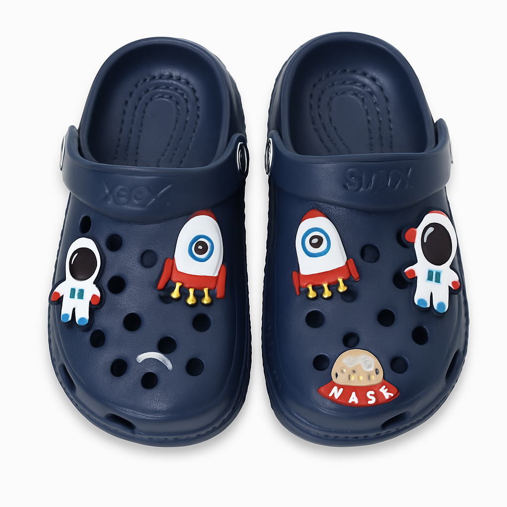 Blue Space-Themed Kids Crocs | Lightweight & Fun Design