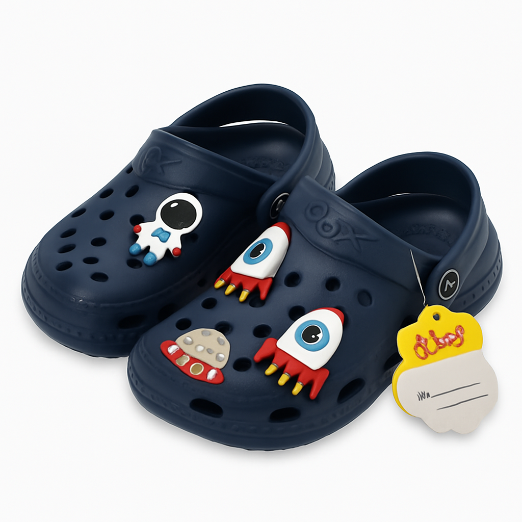 Blue Space-Themed Kids Crocs | Lightweight & Fun Design