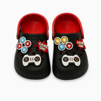 Black Gaming-Themed Crocs for Kids – Fun & Comfy