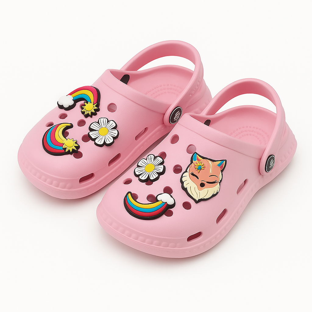 Pink Cartoon Crocs for Kids – Lightweight & Fun