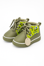 Olive Green Cartoon Print Shoes for Kids | Lightweight & Fun