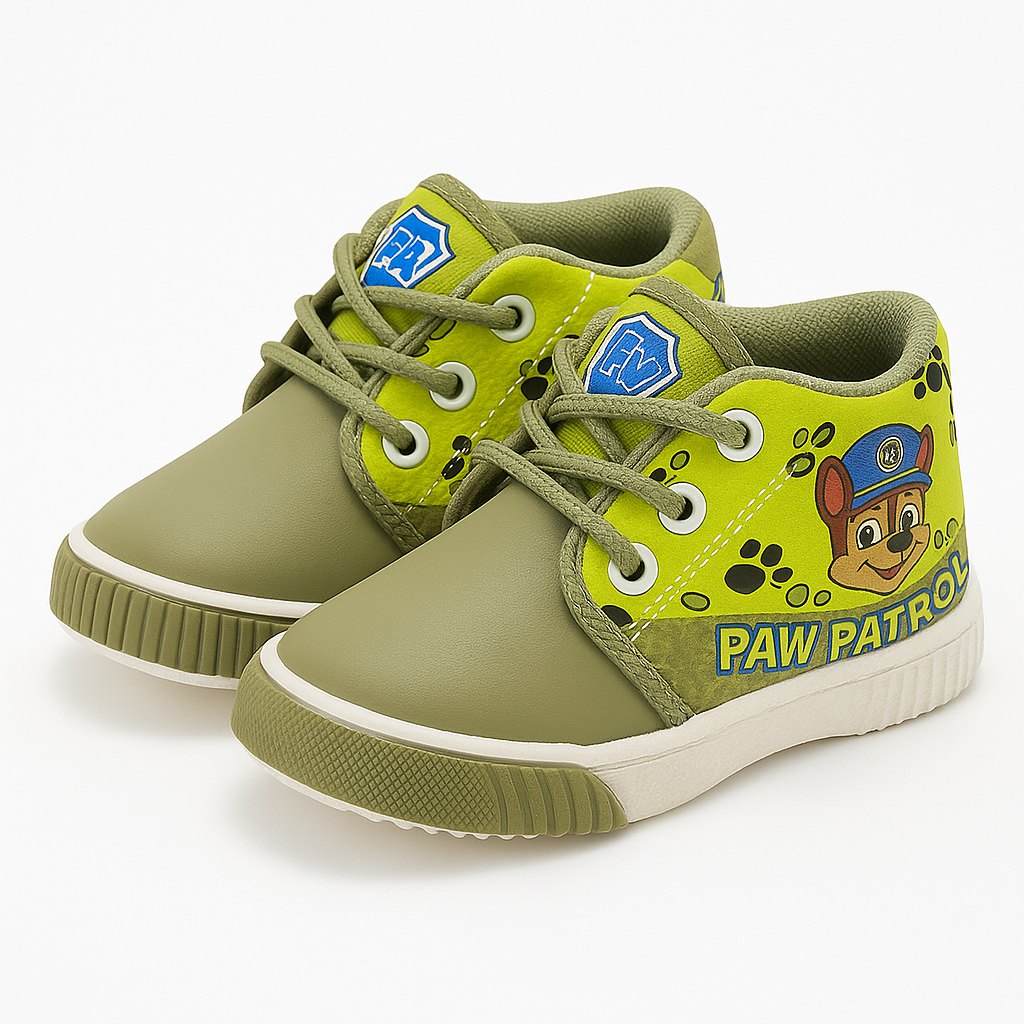 Olive Green Cartoon Print Shoes for Kids | Lightweight & Fun