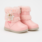 Pink Fur-Lined Girls Sneakers | Stylish Winter Boots