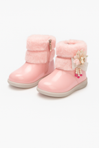 Pink Fur-Lined Girls Sneakers | Stylish Winter Boots