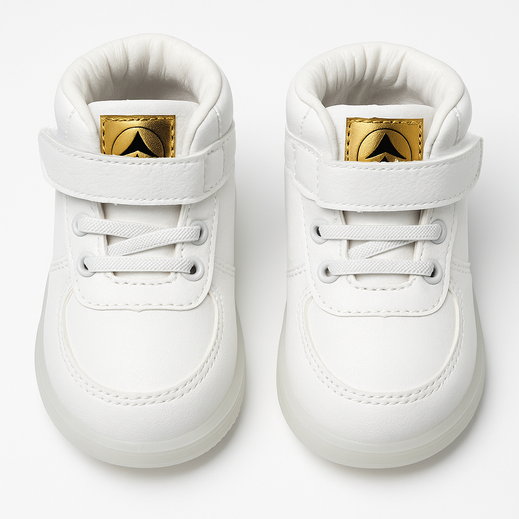 White Hi-top Sneakers for Kids | Stylish & Supportive Baby Shoes