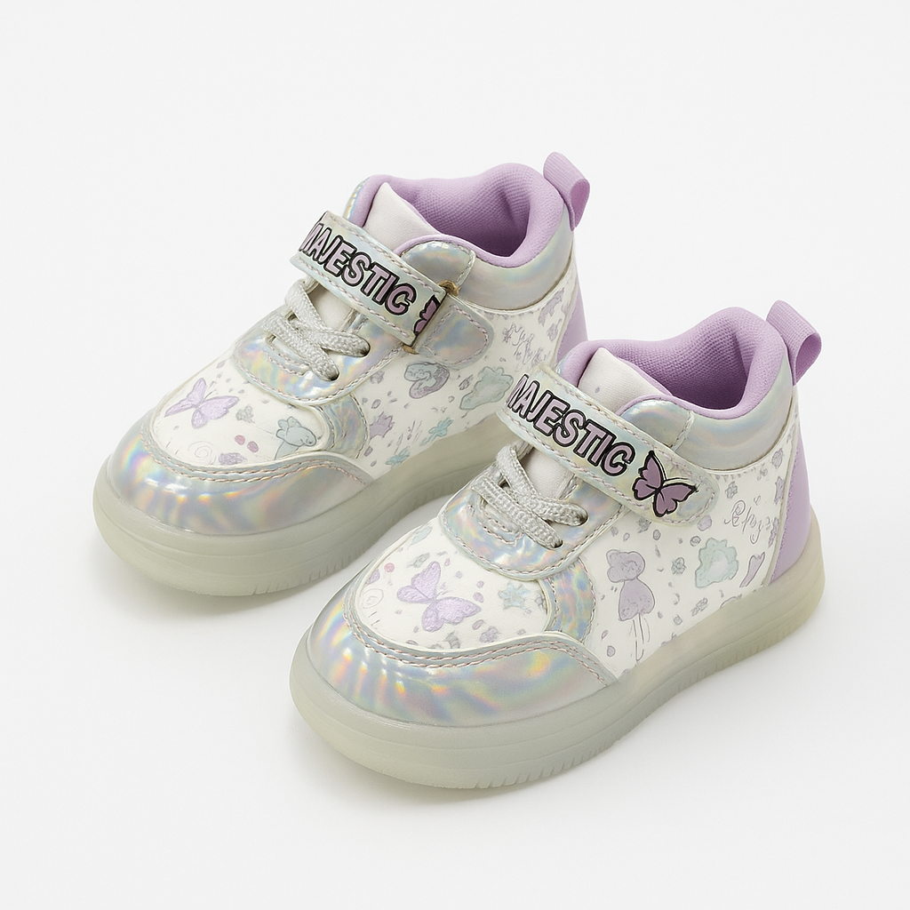 Purple Sparkle Shoes for Girls | Light-Up Party Sneakers