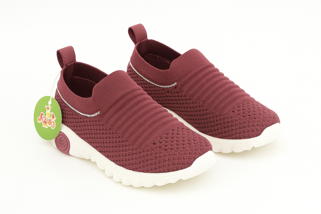 Breathable Maroon Walking Shoes for Kids – Lightweight & Comfy