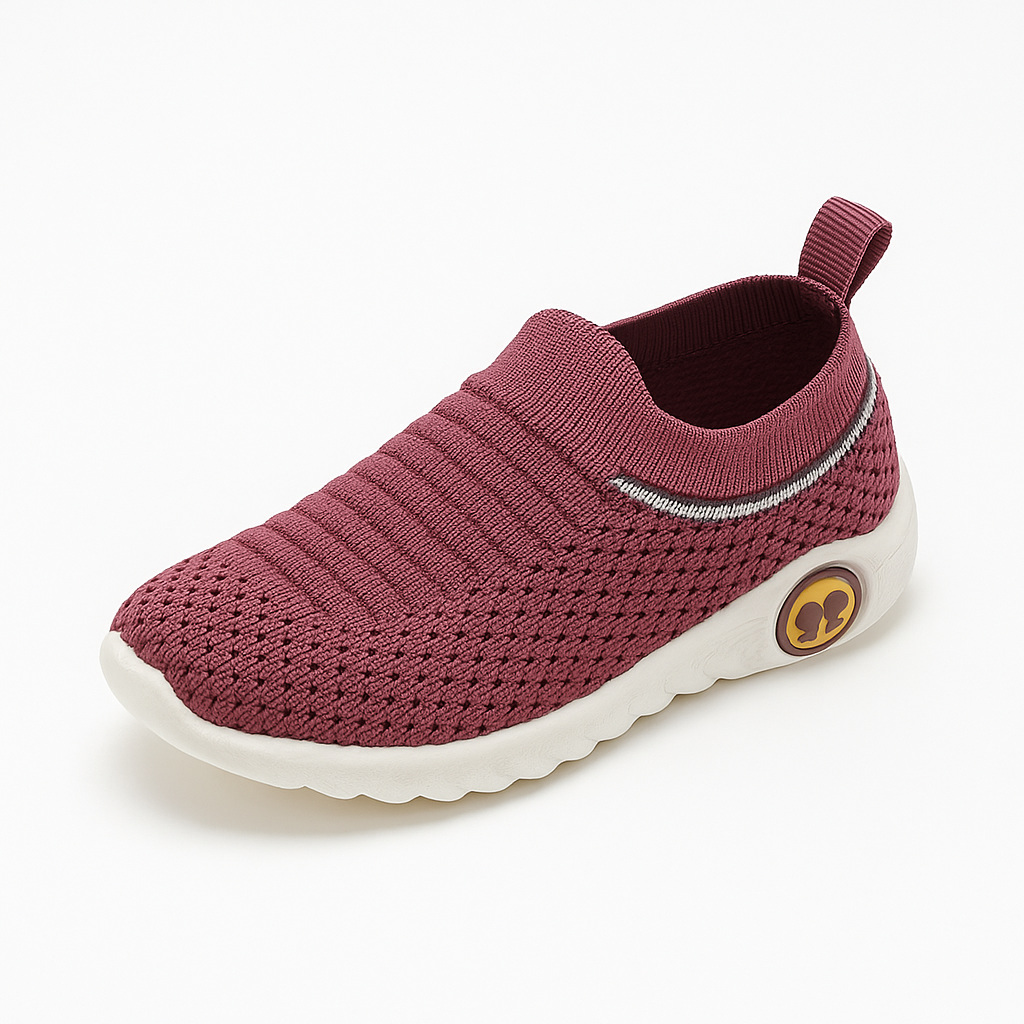 Breathable Maroon Walking Shoes for Kids – Lightweight & Comfy