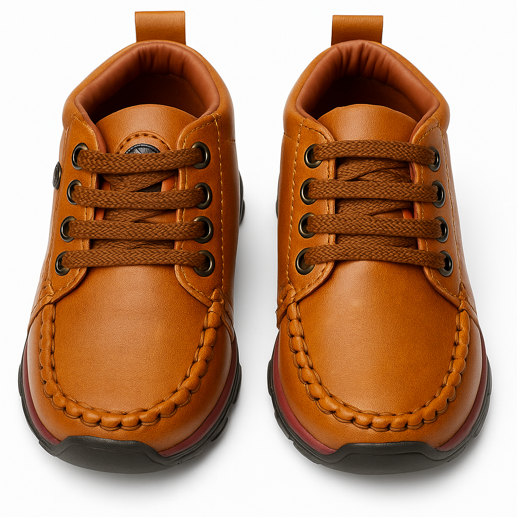 Premium Tan Leather Baby Boots – Soft Sole, Stylish & Supportive (2–5 Years)