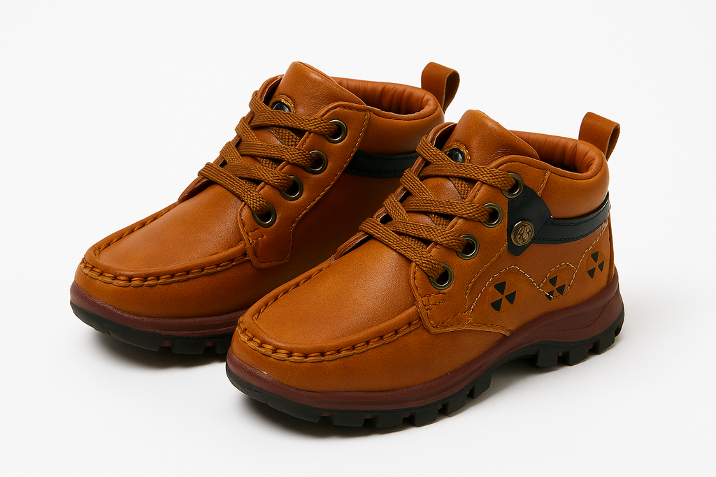 Premium Tan Leather Baby Boots – Soft Sole, Stylish & Supportive (2–5 Years)