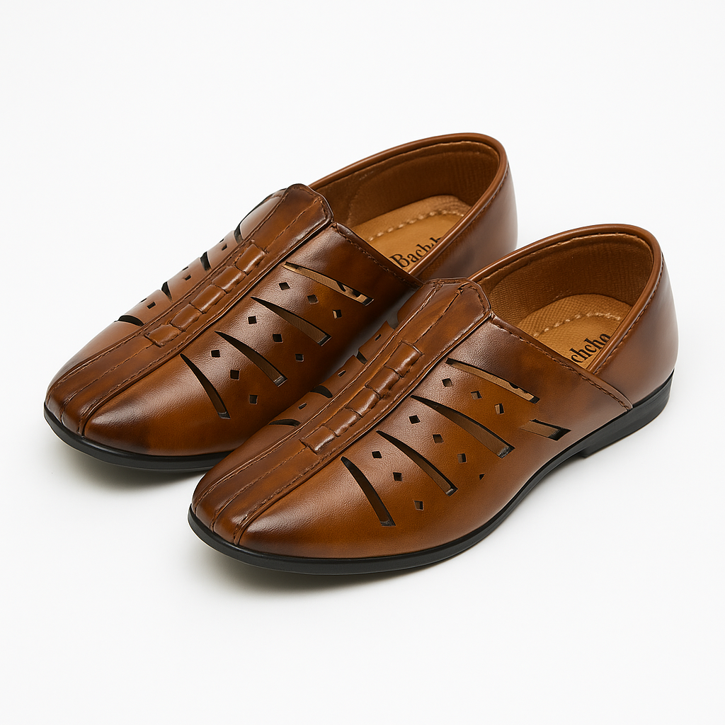 Classic Brown Leather Sandals for Boys – Formal & Festive Wear