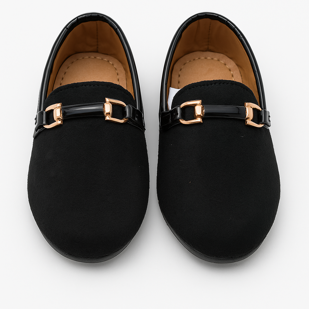 Elegant Black Velvet Loafers for Boys – Party & Formal Wear
